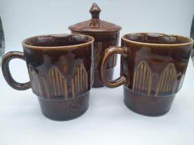 70年代中国制造款褐釉茶杯3只