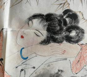 蒋兆和入室弟子，著名书画家白伯骅精品工笔人物画(皮纸)