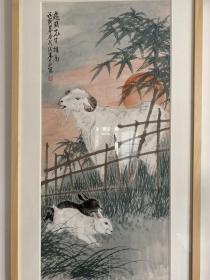 朱文侯《吉祥三宝》81X38CM，保真出