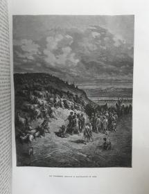 1878年，古斯塔夫.多雷 《十字军东征史》，100幅气势磅礴原版全页顶级木刻。5 X 32 X 42 CM 大开本，约瑟夫.米修 惊心动魄的著名史记，古斯塔夫.多雷气势宏大的100幅全页超级精致木刻，强强打造高价值作品。红色漆布外封，烫金波斯花纹装饰，竹节书脊，品相完好