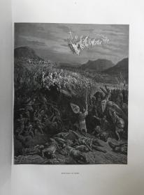 1878年，古斯塔夫.多雷 《十字军东征史》，100幅气势磅礴原版全页顶级木刻。5 X 32 X 42 CM 大开本，约瑟夫.米修 惊心动魄的著名史记，古斯塔夫.多雷气势宏大的100幅全页超级精致木刻，强强打造高价值作品。红色漆布外封，烫金波斯花纹装饰，竹节书脊，品相完好