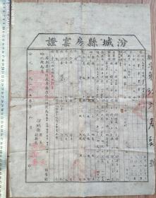 新中国地契房照-----1950年山西省汾城县“房窑证”9234号