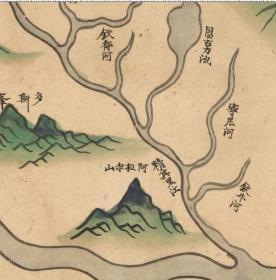 古地图1734–1736雍正十二年至乾隆元年盛京舆地全图。纸本大小151.08*181.53厘米。宣纸原色仿真。