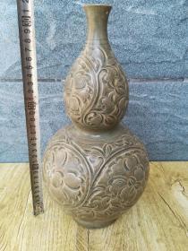 古董老窑瓷器青瓷葫芦瓶