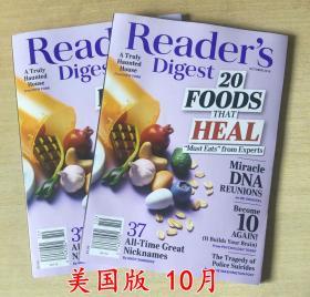 美国版 READER'S DIGEST 读者文摘2019年10月 英文生活杂志