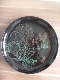 昃秀花大师刻瓷大盘