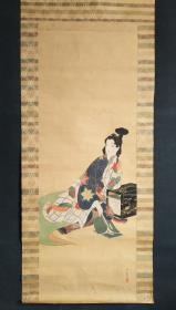 D276：回流手绘镜片美女图(日本回流书画.回流老画.老字画)