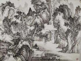 张万峰    尺寸   138/68  软件
（1957.8—）北京人。擅长中国画。曾在北京画院、中国美术学院中国画山水班进修。1997年—1999年，就读于中国美术学院国画系；2003年，就读于中国艺术研究院博士课程讲习班；曾就读于中国画研究院龙瑞山水工作室。为中国美术家协会会员、国家二级美术师、廊坊市美协副主席兼秘书长、廊坊画院副院长。