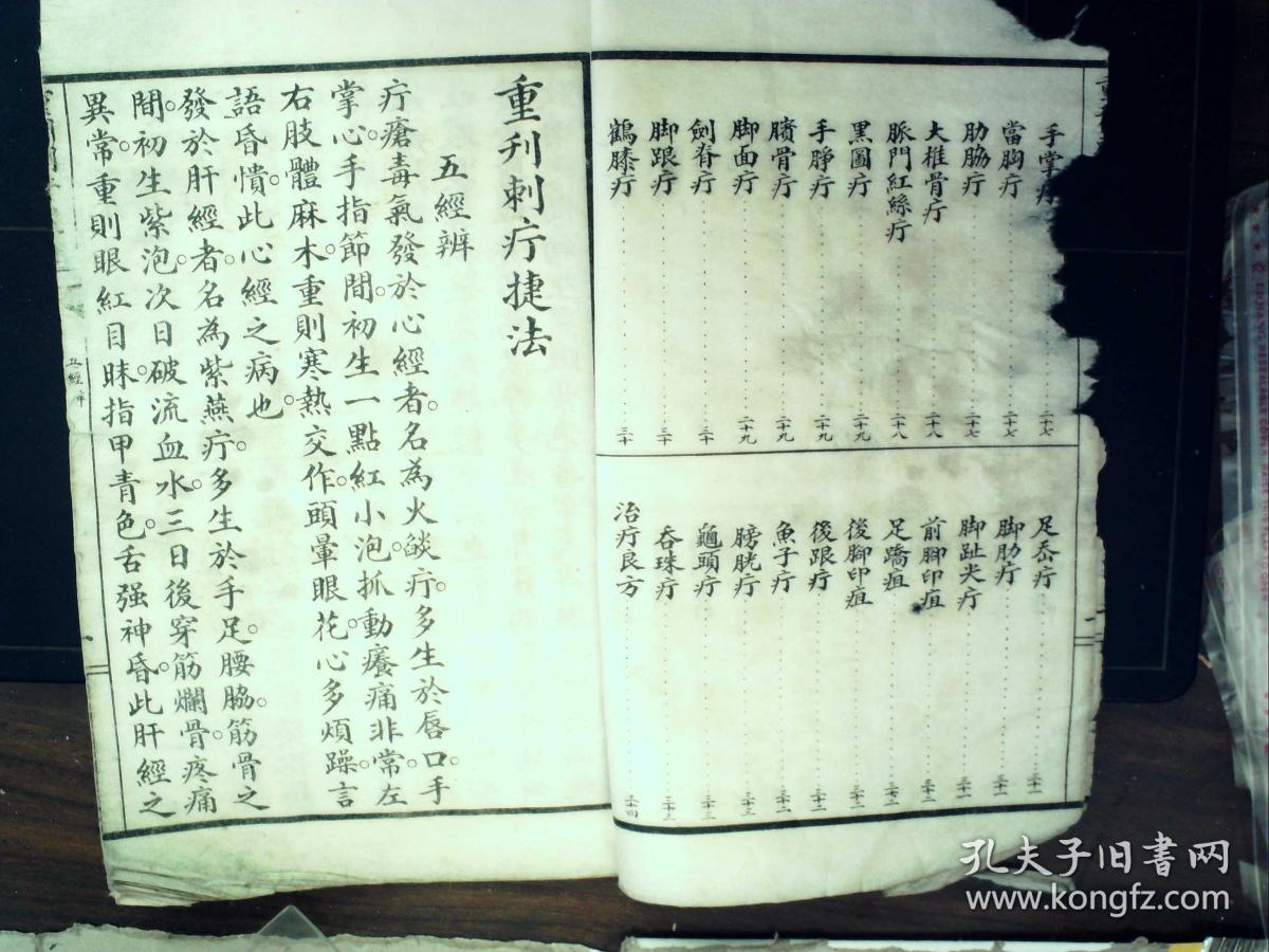 Q1338，少见套印本医学古籍，民国白纸精美套印本：重刊刺疔捷法大全，大开本线装一厚册全，大量精美医学版画，手书上版，印刷精良，版本少见