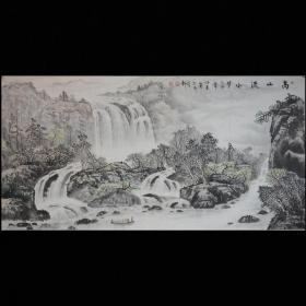 王献彬.高山流水3.宣纸画芯.约137*68cm，简介见图,慧眼识之