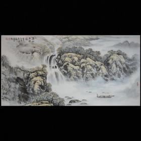 王献彬.深山渔歌.宣纸画芯.约137*68cm，简介见图,慧眼识之