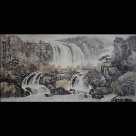 王献彬.泉源万斛.宣纸画芯.约137*68cm，简介见图,慧眼识之