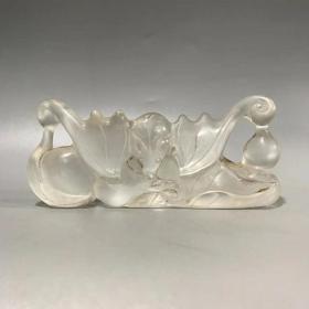 水晶 福寿双全文房笔架
规格：长13.5   高5.6厘米  重283克