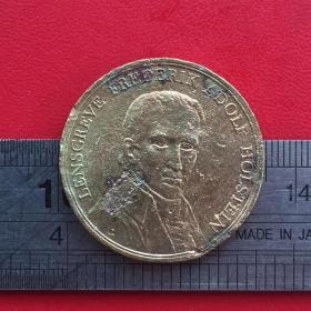 D097丹麦储蓄银行奖章弗雷德里克.阿道夫.霍尔斯坦1810-1960铜章