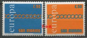 stamp-A06圣马力诺邮票 1971年 欧罗巴 2全新 DD