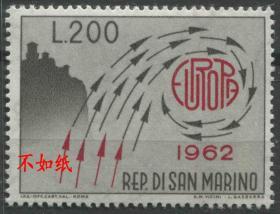 stamp-A06圣马力诺邮票 1962年 欧罗巴 提拉诺山与箭头 1全新 DD