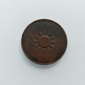 中华民国二十七年党徽铜币（75） 保真包老