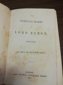 1867 THE Poetical Works of Lord Byron 全皮装帧   Pearl Edition  17.6X12.3CM