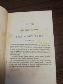 1867 THE Poetical Works of Lord Byron 全皮装帧   Pearl Edition  17.6X12.3CM