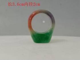 乡下收的冰种彩色翡翠戒指