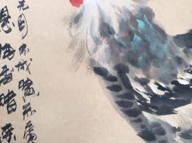 马文典，北京画家作品《雄鸡图》，号鬼门过客，著名大漠画派水墨画，有水渍，低价出。保真手绘作品h.0206d