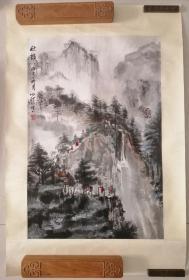 h.1060s 蔡小汀，九十年代原装裱镜芯保真作品。蔡鹤汀之子。自幼随蔡鹤汀、蔡鹤洲习画，画芯尺寸68x46