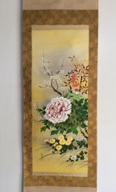 h.942 画家玉泉作品《四季图》工笔画，原装原裱立轴作品，保真手绘