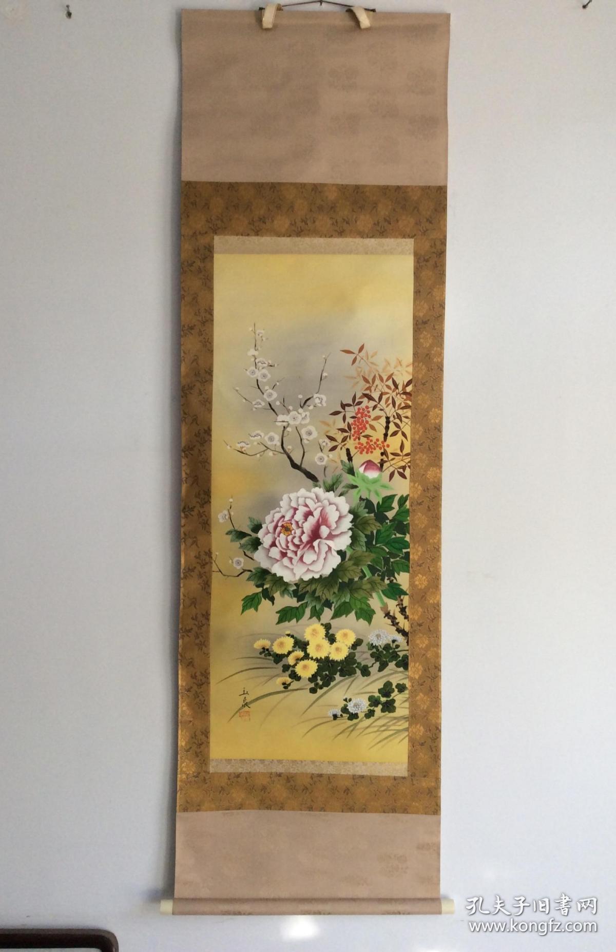 h.942 画家玉泉作品《四季图》工笔画，原装原裱立轴作品，保真手绘