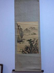 张飏，山水画品相一般，有破损，原装裱立轴作品！h.0829h