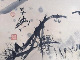 马文典，北京画家作品《雄鸡图》，号鬼门过客，著名大漠画派水墨画，有水渍，低价出。保真手绘作品h.0206d