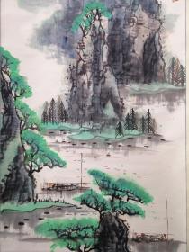 h.0057张仁芝，北京画院画家，北京美协理事，原装裱立轴作品！品相如图，画芯尺寸为133x65