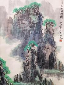 h.0057张仁芝，北京画院画家，北京美协理事，原装裱立轴作品！品相如图，画芯尺寸为133x65