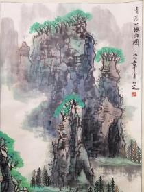 h.0057张仁芝，北京画院画家，北京美协理事，原装裱立轴作品！品相如图，画芯尺寸为133x65