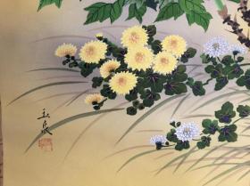 h.942 画家玉泉作品《四季图》工笔画，原装原裱立轴作品，保真手绘