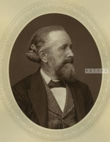 十九世纪英国皇家学院化学教授E.Edward Frankland  爱德华 弗兰克兰 肖像。伍德伯里照相印版, 他提出原子价的概念，发现每种金属原子只能与一定数目的有机基团相结合，并指出元素的结合能力是可改变的