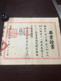武汉市立汉口第十小学1954年毕业证书