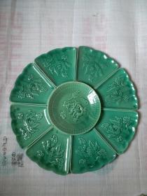 绿釉九子盘按图发货以图为准尺寸看图自定快递费按照收货地址实数收随时修改快递费