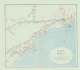 清1894年《山海关老地图》（原图高清复制），（秦皇岛老地图、山海关老地图、北戴河老地图），清1894年出版，全图规整，绘制详细，请看老龙头三处庙宇，与地方志记载完全符合，秦皇岛地理地名历史变迁重要地图史料。裱框后，风貌佳。