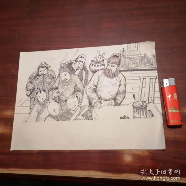 南通地区收获早期原创绘画4（古典文学题材连环画册页）（或许是名家）（未考）16开纸本