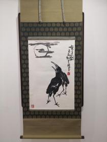 青岛老画家：谷宝玉先生国画作品《噞月图》精品立轴一件（已裱）