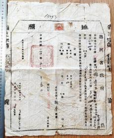 民国地契房照类-----中华民国20年(1931) 热河省政府，凌源发行分局“地照”（税票1张）