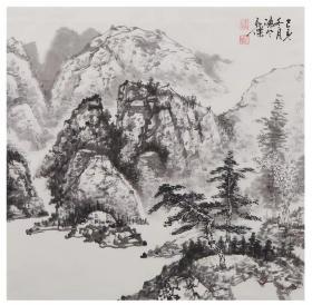 【保真字画】陈永杰，有出版，58*58山水
                笔名杰子、陈风，字英，1962年出生，进修于天津美术学院、清华大学美术学院国画方向研究生课程班，受教于晋勤改、杨孜、陆福林、梁燕、郝华、孙其峰先生。现为河北省美术家协会会员，河北美术学院教授，清华美院创作委员会理事，中国美术艺术家协会理事，河北省当代书画副总编，新乐市美术家协会主席，北京涉外经济学院、国家经典书画院客座教授