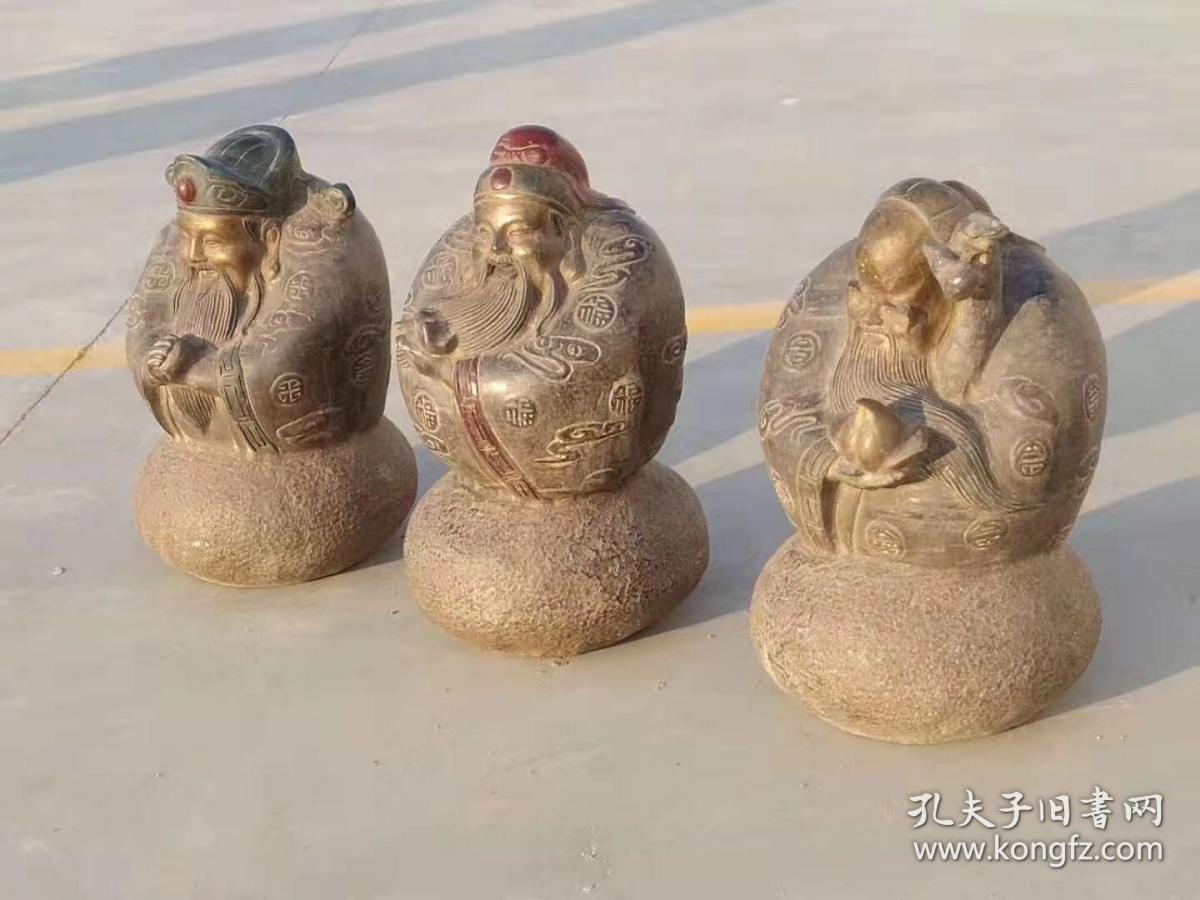 福禄寿喜
材质~青石描金彩绘
一石整雕，厅堂雅设，复古装饰必备……待结缘……tlg邮费自理
