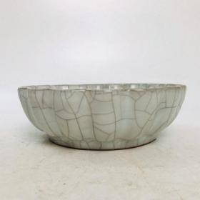 特价秒杀古瓷器 官瓷瘦金体刻诗笔洗