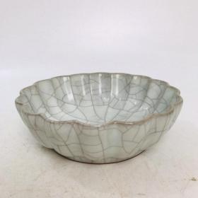 特价秒杀古瓷器 官瓷瘦金体刻诗笔洗