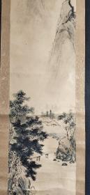 D475：回流手绘山水图立轴(日本回流字画.回流老画.老字画)