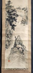 D475：回流手绘山水图立轴(日本回流字画.回流老画.老字画)