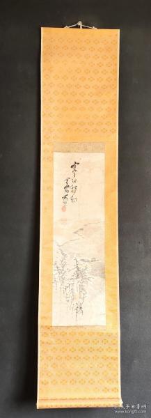 D478：回流手绘山水图立轴(日本回流字画.回流老画.老字画)