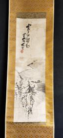 D478：回流手绘山水图立轴(日本回流字画.回流老画.老字画)