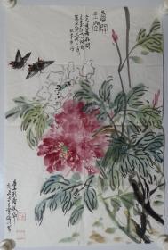 保真书画，易峰精美国画一幅，尺寸69×46cm，当代优秀画家，中国画学会理事，荣宝斋画院教授，中国人民大学画院教授，清华大学美术学院高研班导师。